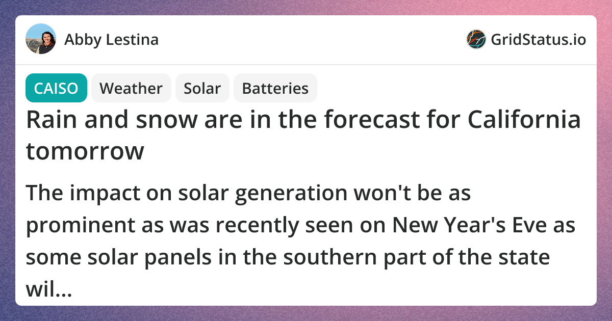 Rain and snow are in the forecast for California tomorrow.