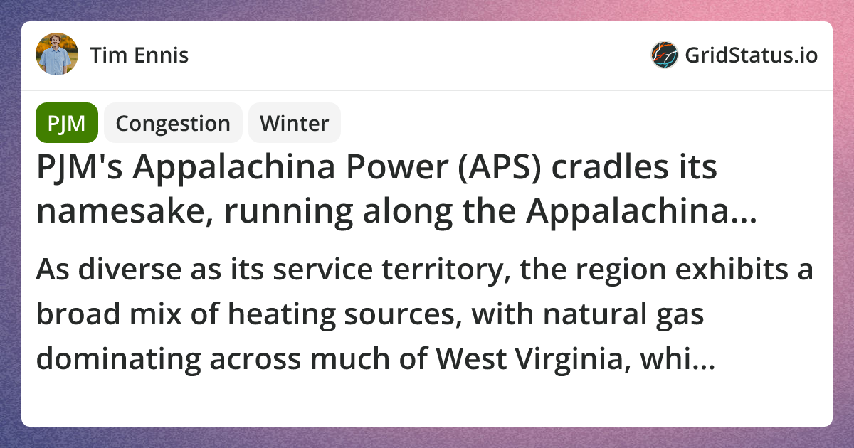 PJM's Appalachina Power (APS) cradles its namesake, running along the