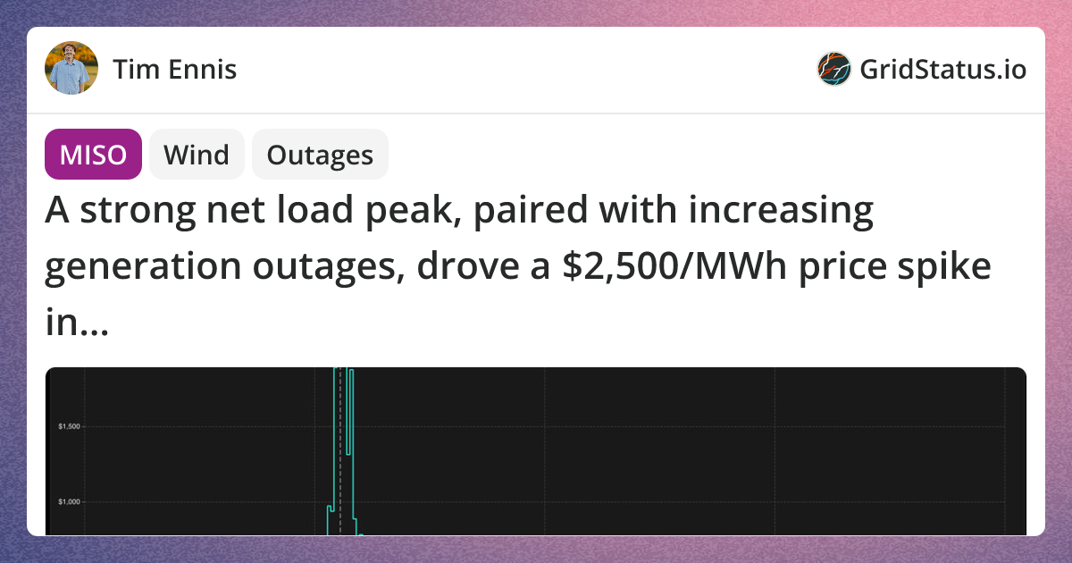 A strong net load peak, paired with increasing generation outages, drove a