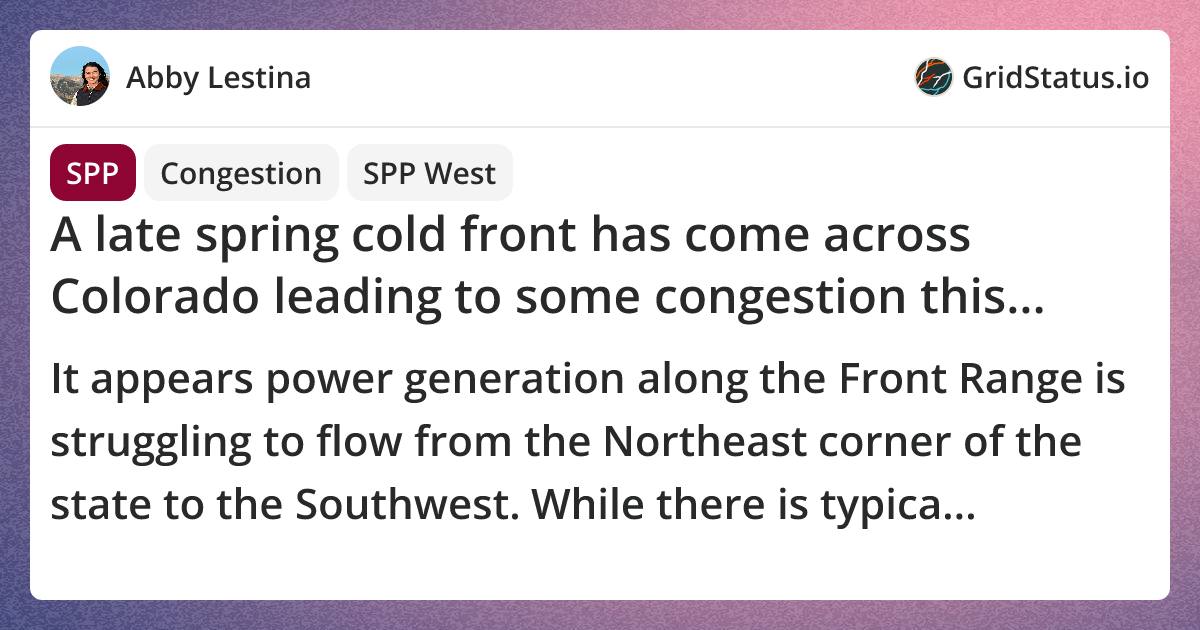 Late Spring Cold A late spring cold front has come across Colorado leading to some ...