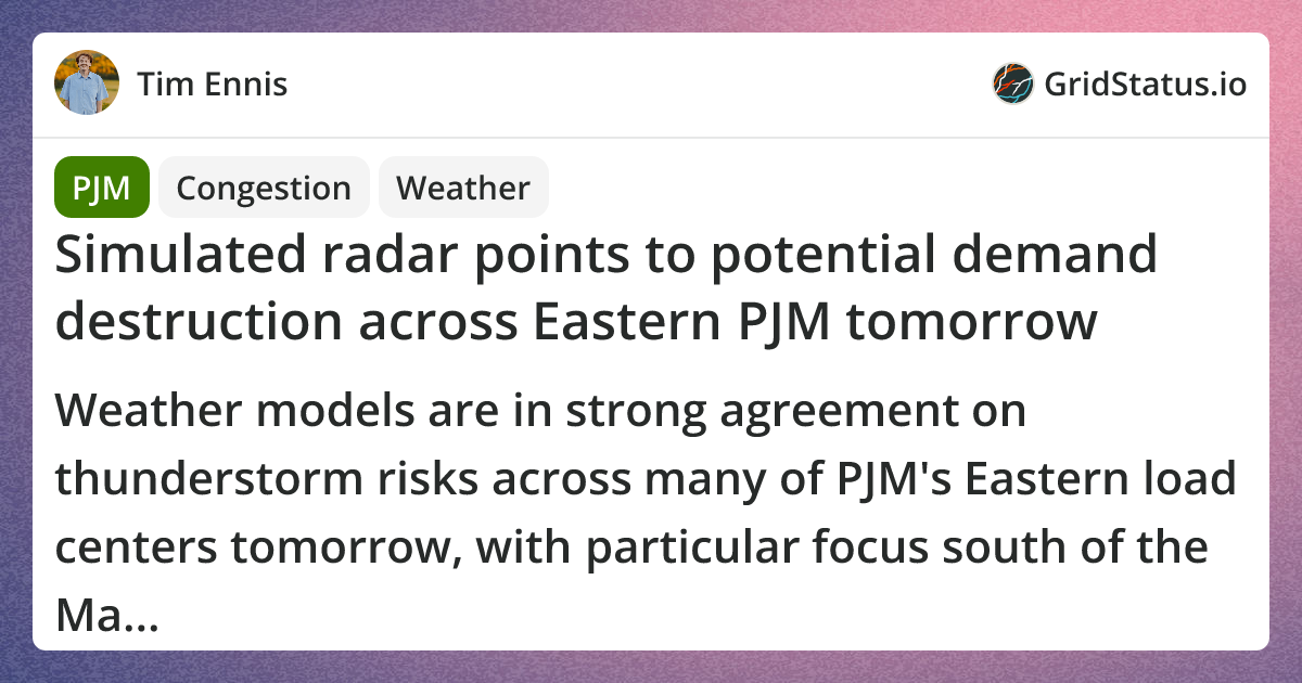 Radar Grid Point Simulated radar points to potential demand destruction across Eastern PJM