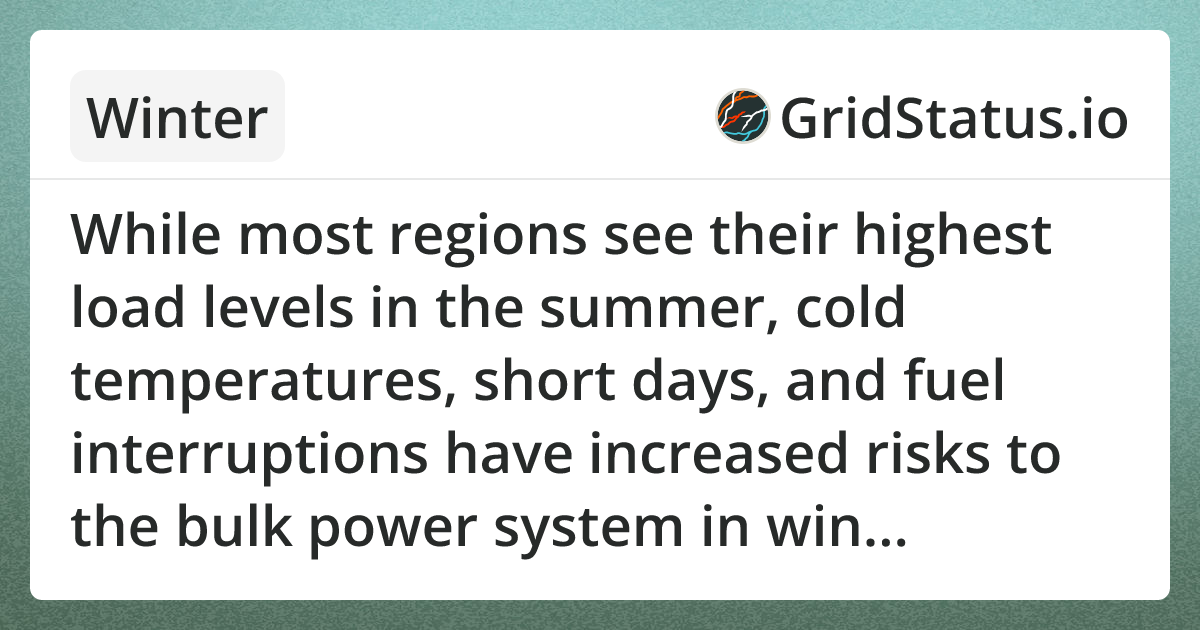 Winter Grid Insights - Winter | Grid Status