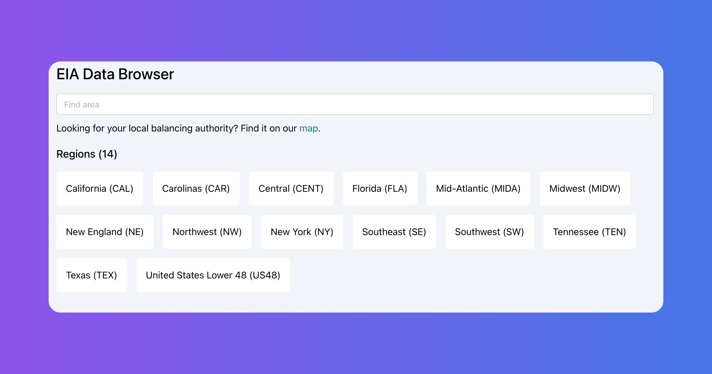 EIA Data Browser | Grid Status